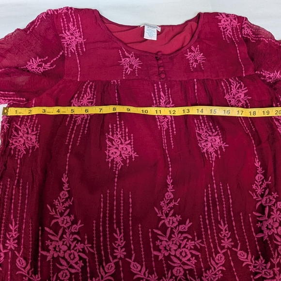 SUNDANCE Cora top, embroidered, sheer short sleeves, Size Womens MED - Picture 8 of 11